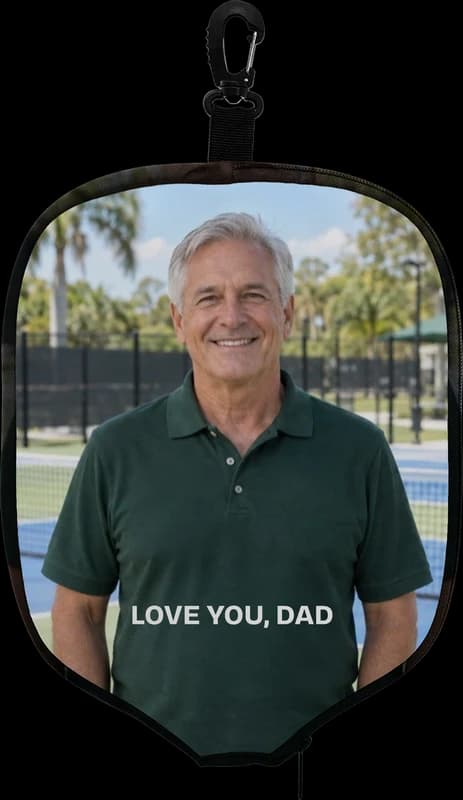 Sample photo paddle cover personalized as a gift for Dad