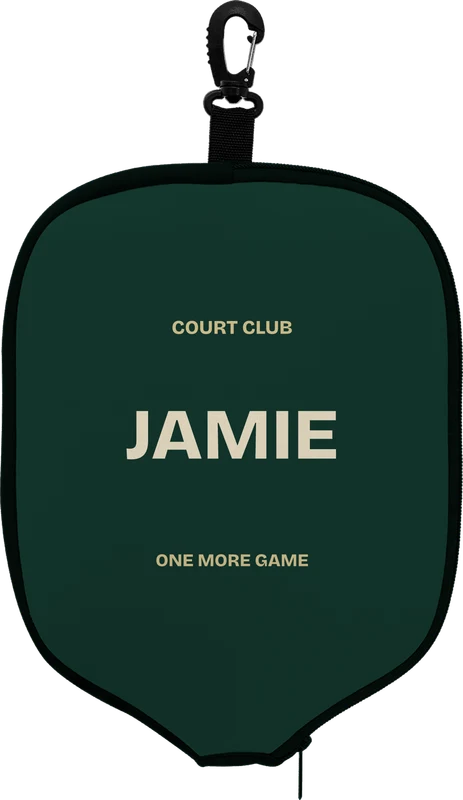Example design: a name in large letters on a plain paddle cover, no photo