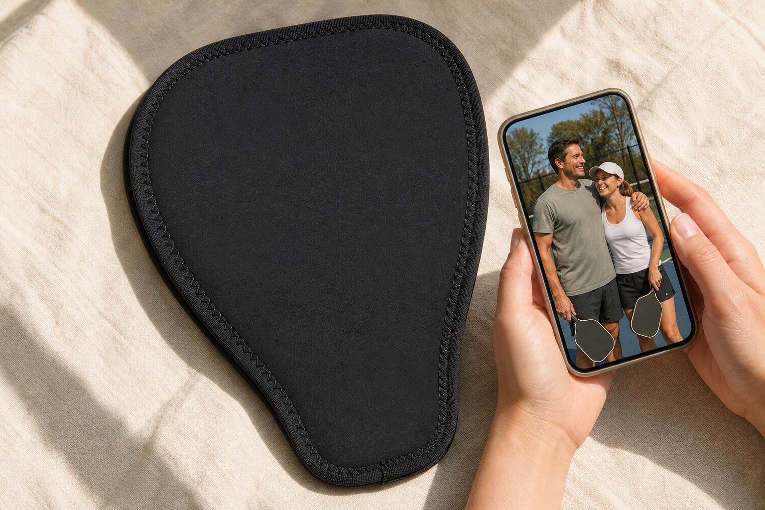 Phone camera roll over a blank paddle cover